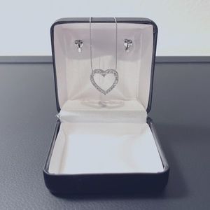 Heart Necklace - 1/2 Carat Diamonds on 14k White Gold